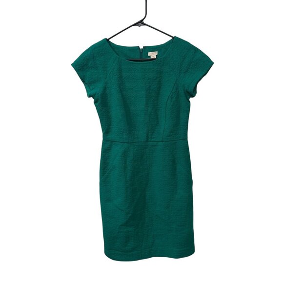 J.Crew Womens 6P Green Textured Cap Sleeve Sheath Dress With Back Zipper - Picture 1 of 5